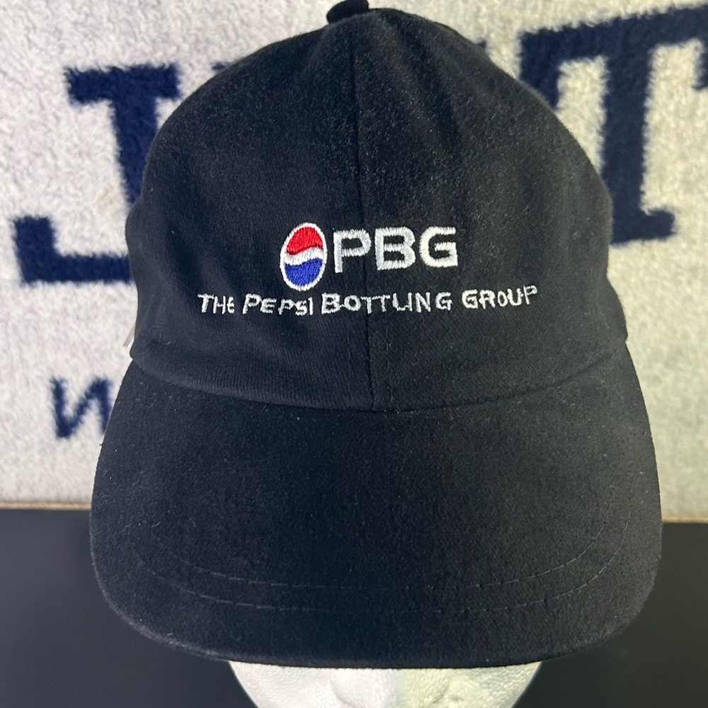 Vintage Pepsi Bottling Group PBG Black Cap Logo Adjustable Hat 90s vtg